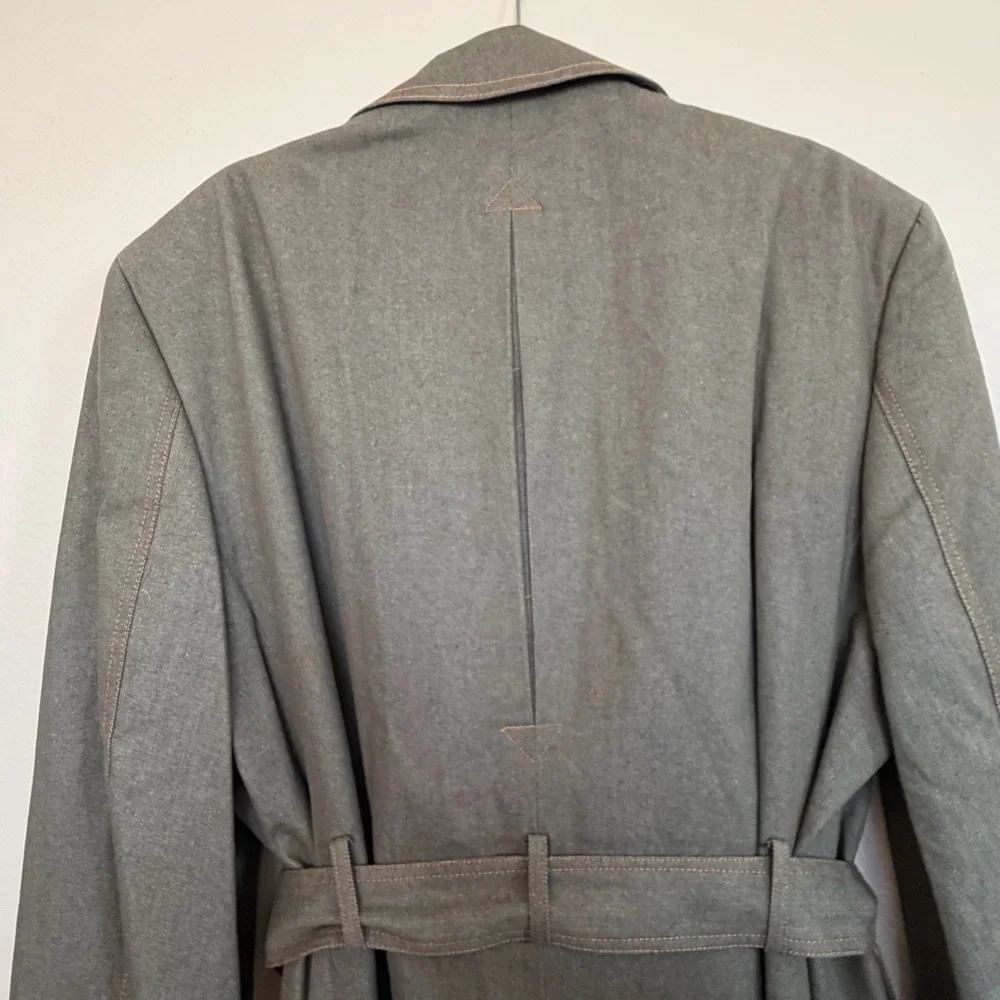 IL Canto Olive Green Denim Trench Coat